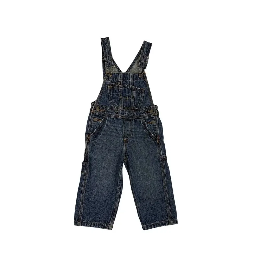 OshKosh B'gosh Genuine Kids Blue Denim Adjustable Overalls Toddler 24m